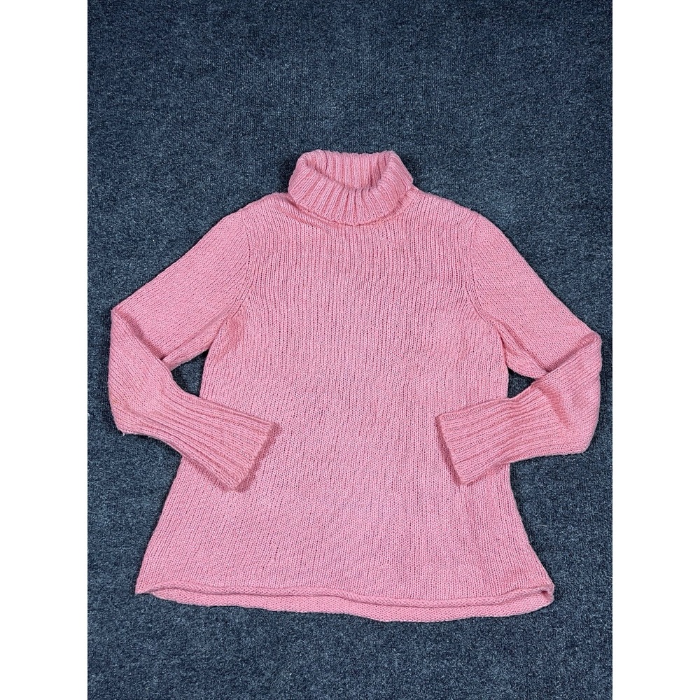Eileen Fisher Sweater S Organic Cotton Boucle Turtleneck Pullover Peach Pink